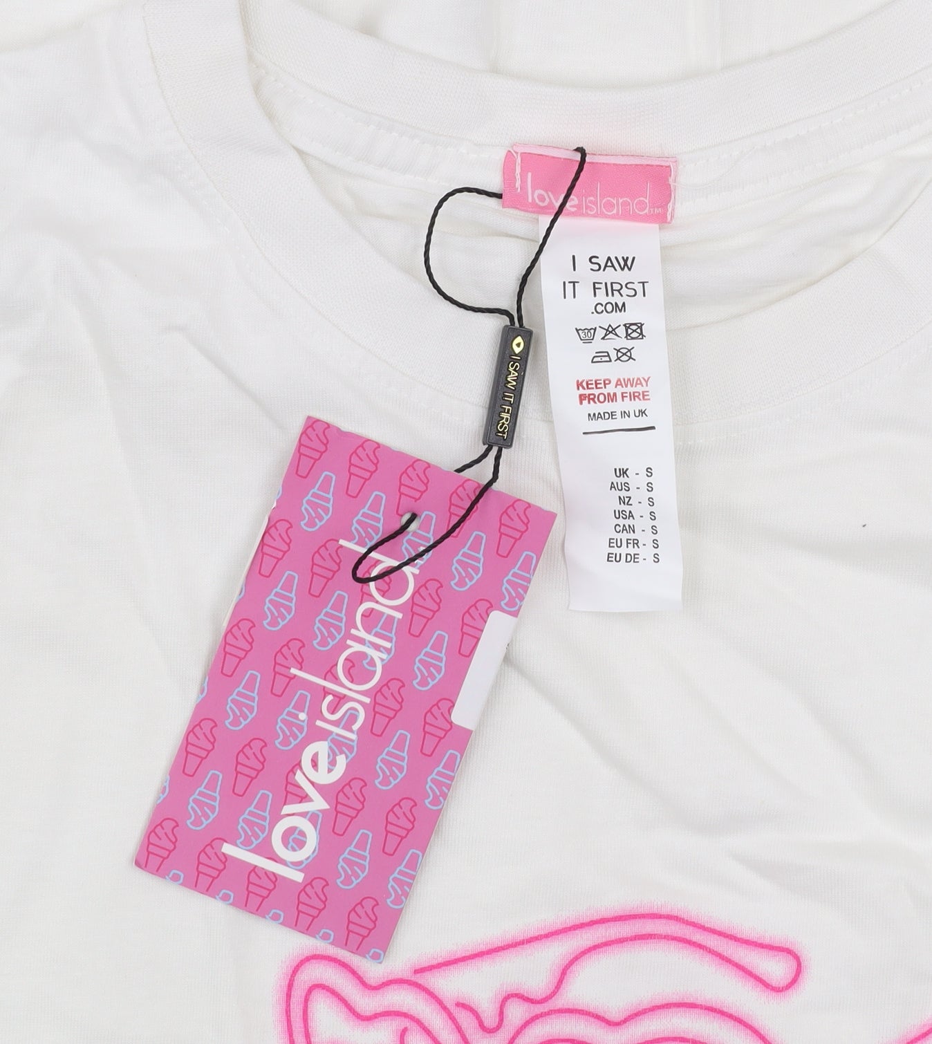 I Saw It First Women's White Love Island Embroidered Cotton T-Shirt Size S
