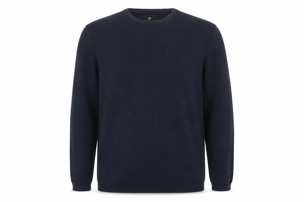 Izac Men's Blue Cotton Crew Neck Jumper L with Elbow Patches