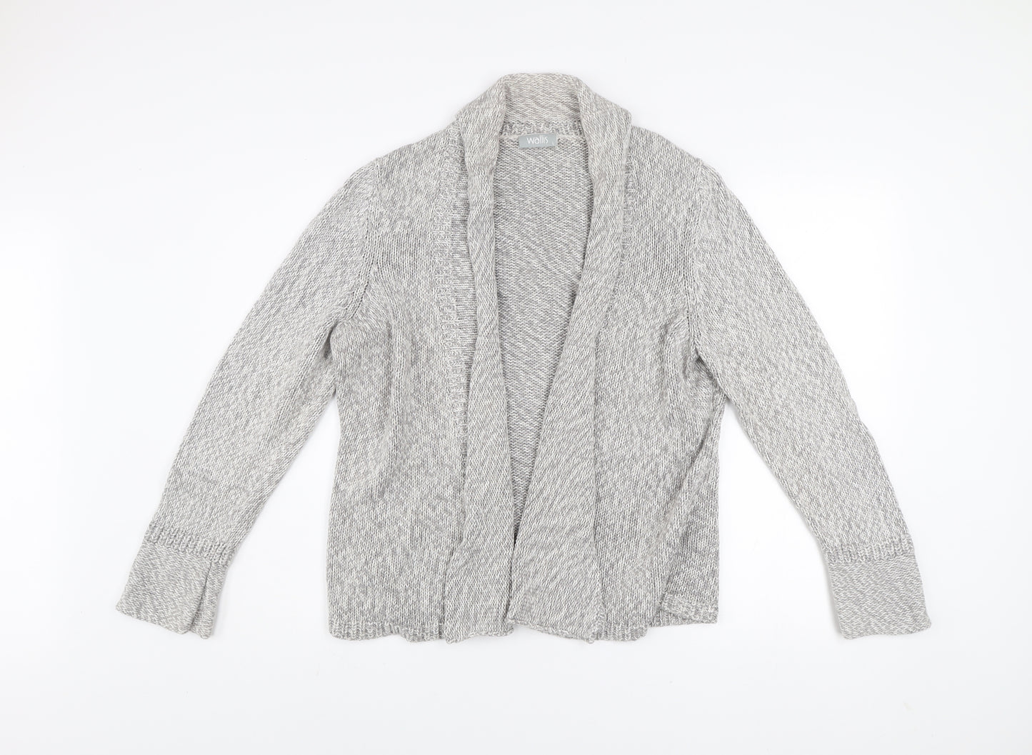 Wallis Women’s Grey Cotton Chunky Knit Open Cardigan Size L