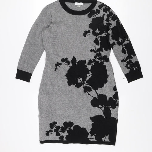 Calvin Klein Women’s Grey Floral Knit Bodycon Dress Size M