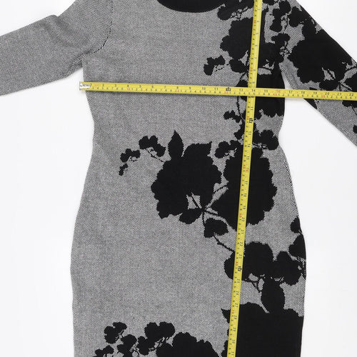 Calvin Klein Women’s Grey Floral Knit Bodycon Dress Size M