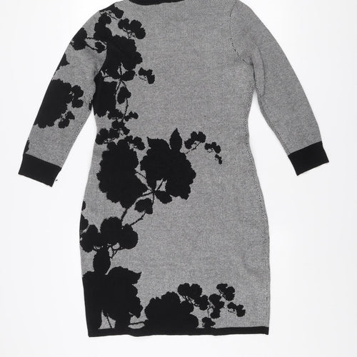 Calvin Klein Women’s Grey Floral Knit Bodycon Dress Size M