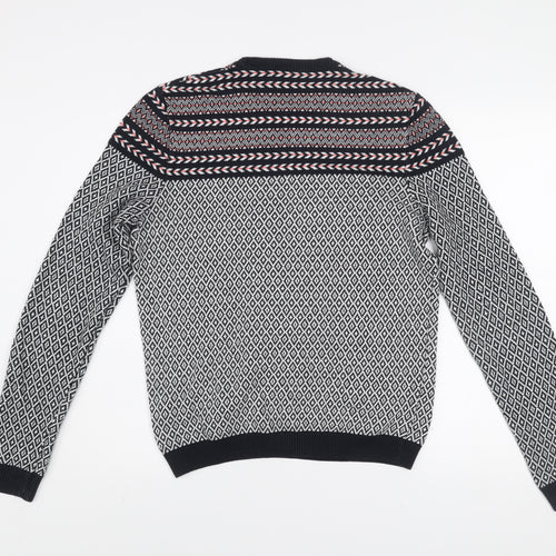ASOS Men’s Black Fair Isle Crew Neck Cotton Jumper Size M