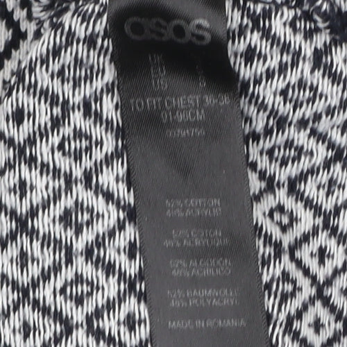 ASOS Men’s Black Fair Isle Crew Neck Cotton Jumper Size M