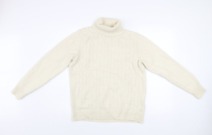 Osprey London Women's Ivory Wool Blend Roll Neck Jumper XL