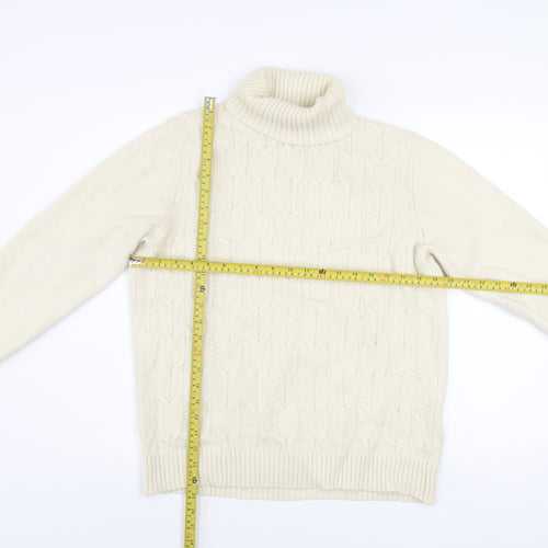 Osprey London Women's Ivory Wool Blend Roll Neck Jumper XL