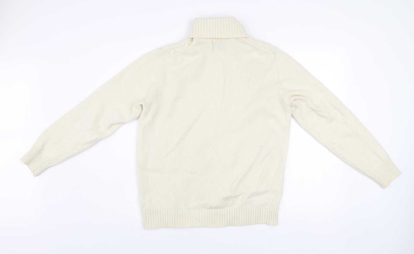 Osprey London Women's Ivory Wool Blend Roll Neck Jumper XL