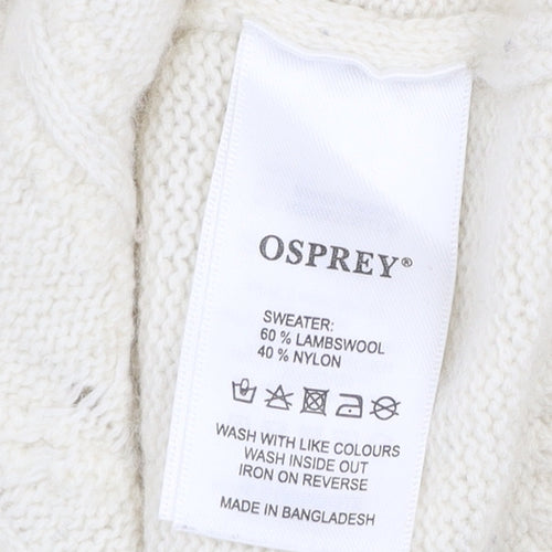 Osprey London Women's Ivory Wool Blend Roll Neck Jumper XL