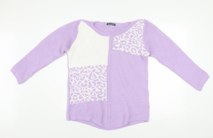 Bonmarché Women Purple Animal Print Acrylic Jumper Size 12