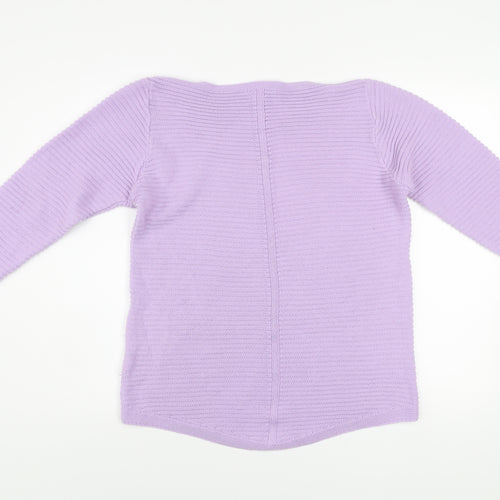 Bonmarché Women Purple Animal Print Acrylic Jumper Size 12