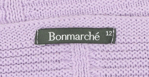 Bonmarché Women Purple Animal Print Acrylic Jumper Size 12