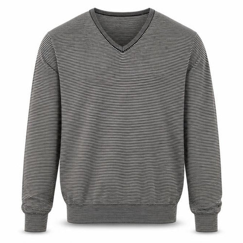 Calvin Klein Men’s Grey Striped V-Neck Cotton Jumper Size L