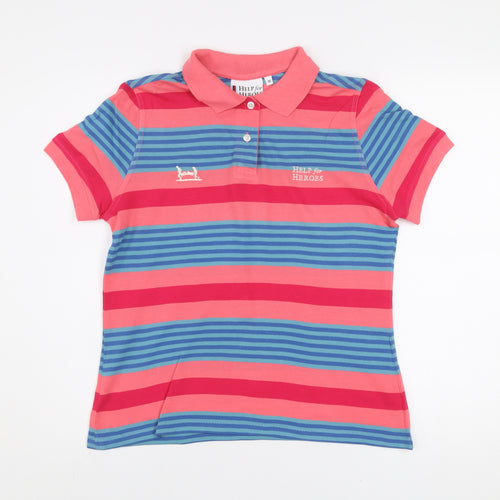 Help for Heroes Women's Multicoloured Striped Polo Shirt Size 10