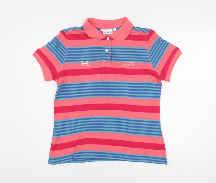 Help for Heroes Women's Multicoloured Striped Polo Shirt Size 10