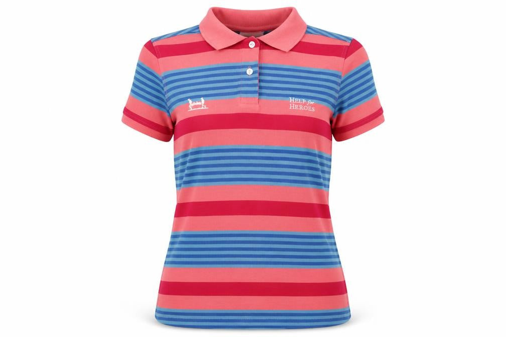 Front view of Help for Heroes Women's Multicoloured Striped Polo Shirt, size 10