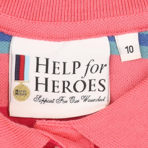 Help for Heroes Women's Multicoloured Striped Polo Shirt Size 10