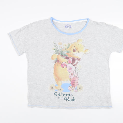 Disney Winnie the Pooh Grey Women's T-Shirt L Short Sleeve Cotton