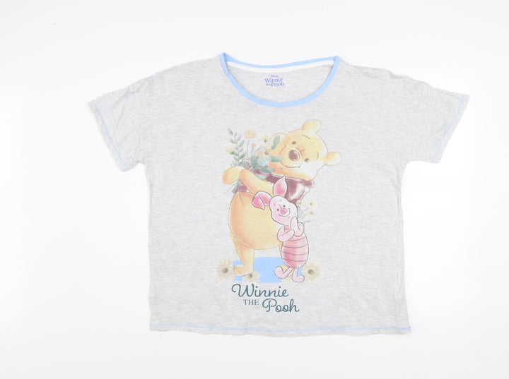 Disney Winnie the Pooh Grey Women's T-Shirt L Short Sleeve Cotton