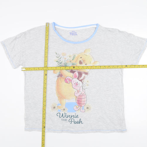 Disney Winnie the Pooh Grey Women's T-Shirt L Short Sleeve Cotton