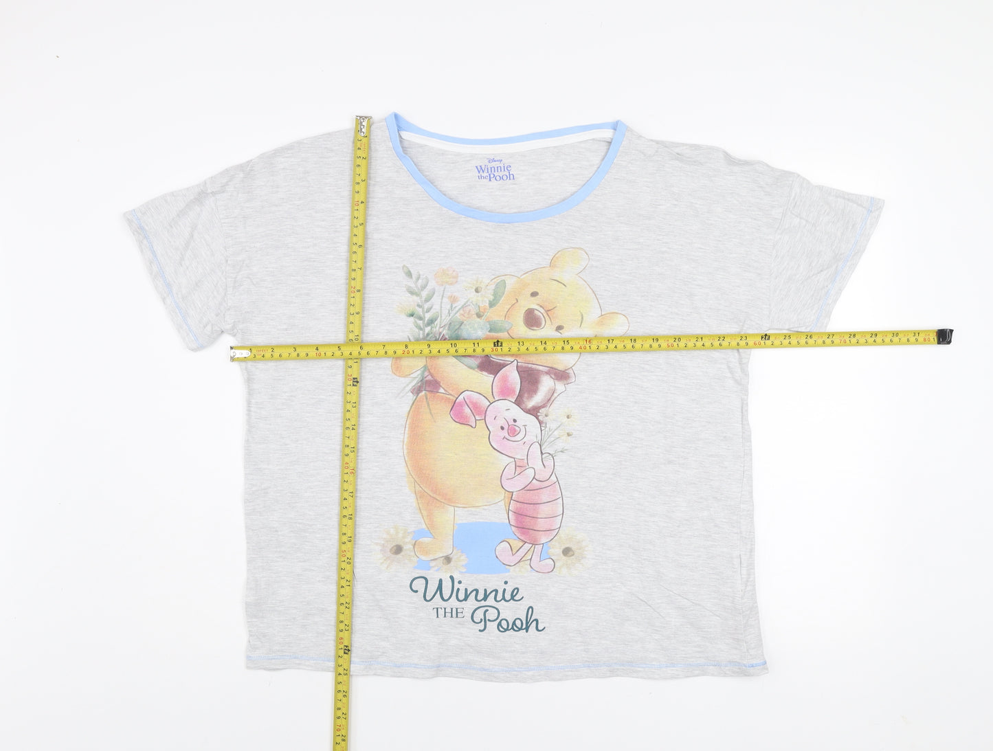 Disney Winnie the Pooh Grey Women's T-Shirt L Short Sleeve Cotton