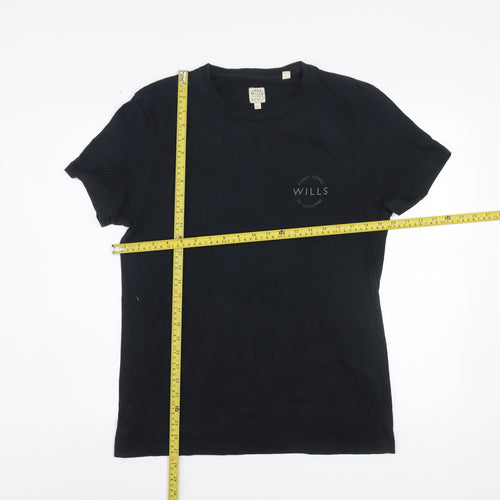 Jack Wills Men's Black Graphic Cotton Crew Neck T-Shirt Size S