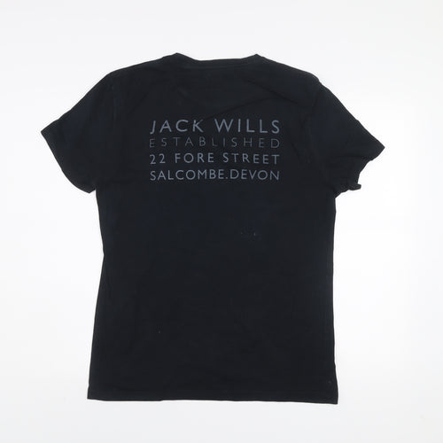 Jack Wills Men's Black Graphic Cotton Crew Neck T-Shirt Size S