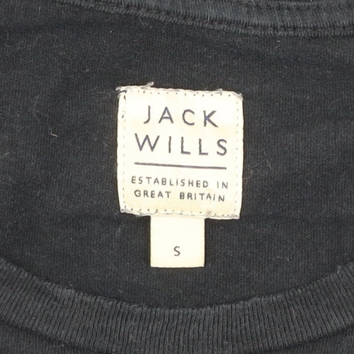 Jack Wills Men's Black Graphic Cotton Crew Neck T-Shirt Size S