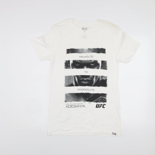 UFC Men’s White Cotton Graphic T-Shirt Size S Adesanya Fight Sportswear