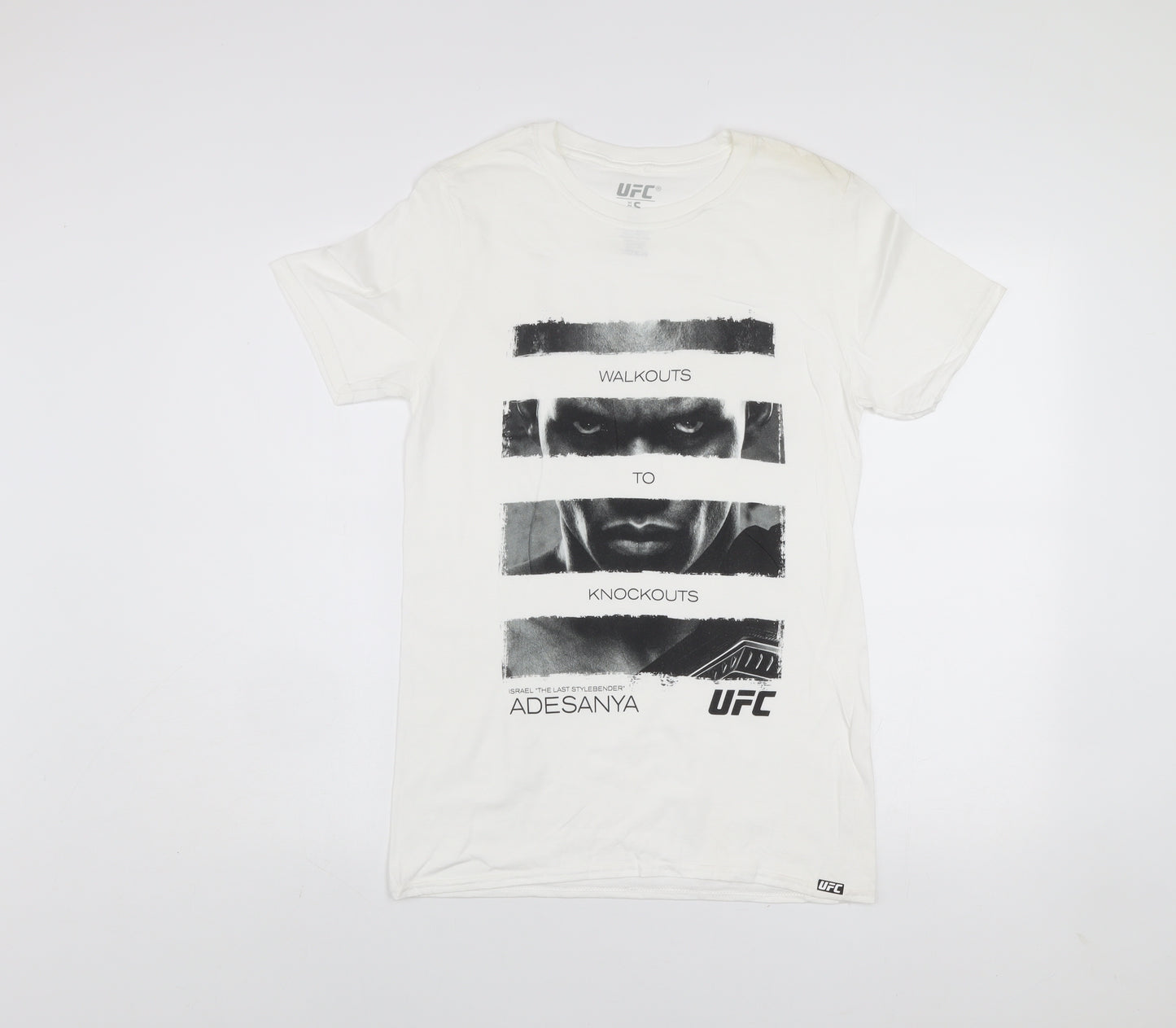 UFC Men’s White Cotton Graphic T-Shirt Size S Adesanya Fight Sportswear
