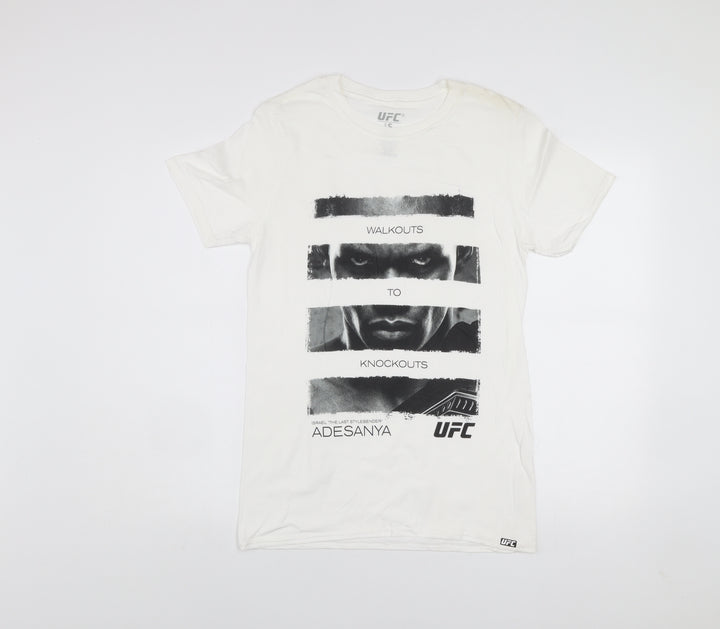 UFC Men’s White Cotton Graphic T-Shirt Size S Adesanya Fight Sportswear