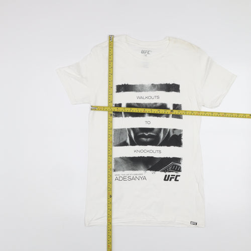 UFC Men’s White Cotton Graphic T-Shirt Size S Adesanya Fight Sportswear