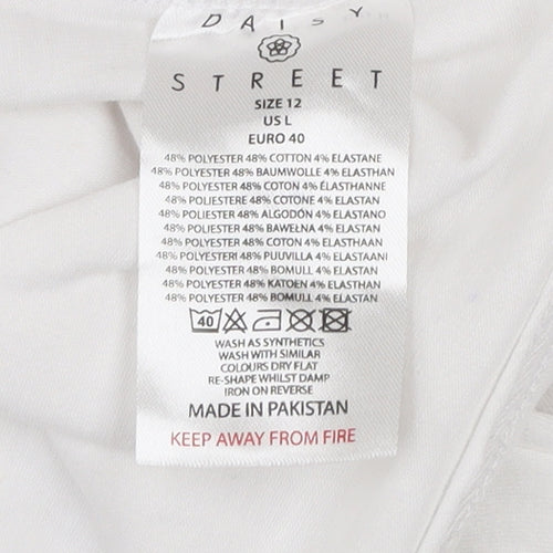 Daisy Street Women’s White Cropped Long Sleeve Button Slim Fit Top UK 12