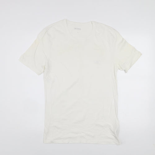 Hugo Boss Men's White Cotton Crew Neck Short Sleeve T-Shirt Size M