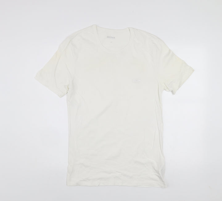 Hugo Boss Men's White Cotton Crew Neck Short Sleeve T-Shirt Size M