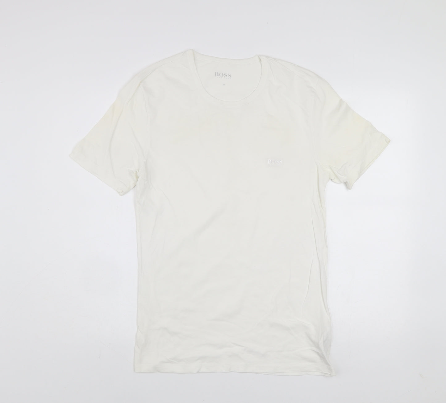 Hugo Boss Men's White Cotton Crew Neck Short Sleeve T-Shirt Size M