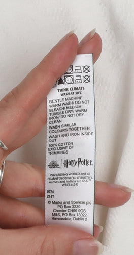 Marks and Spencer Harry Potter Girls Ivory Graphic T-Shirt 6-7 Years Cotton