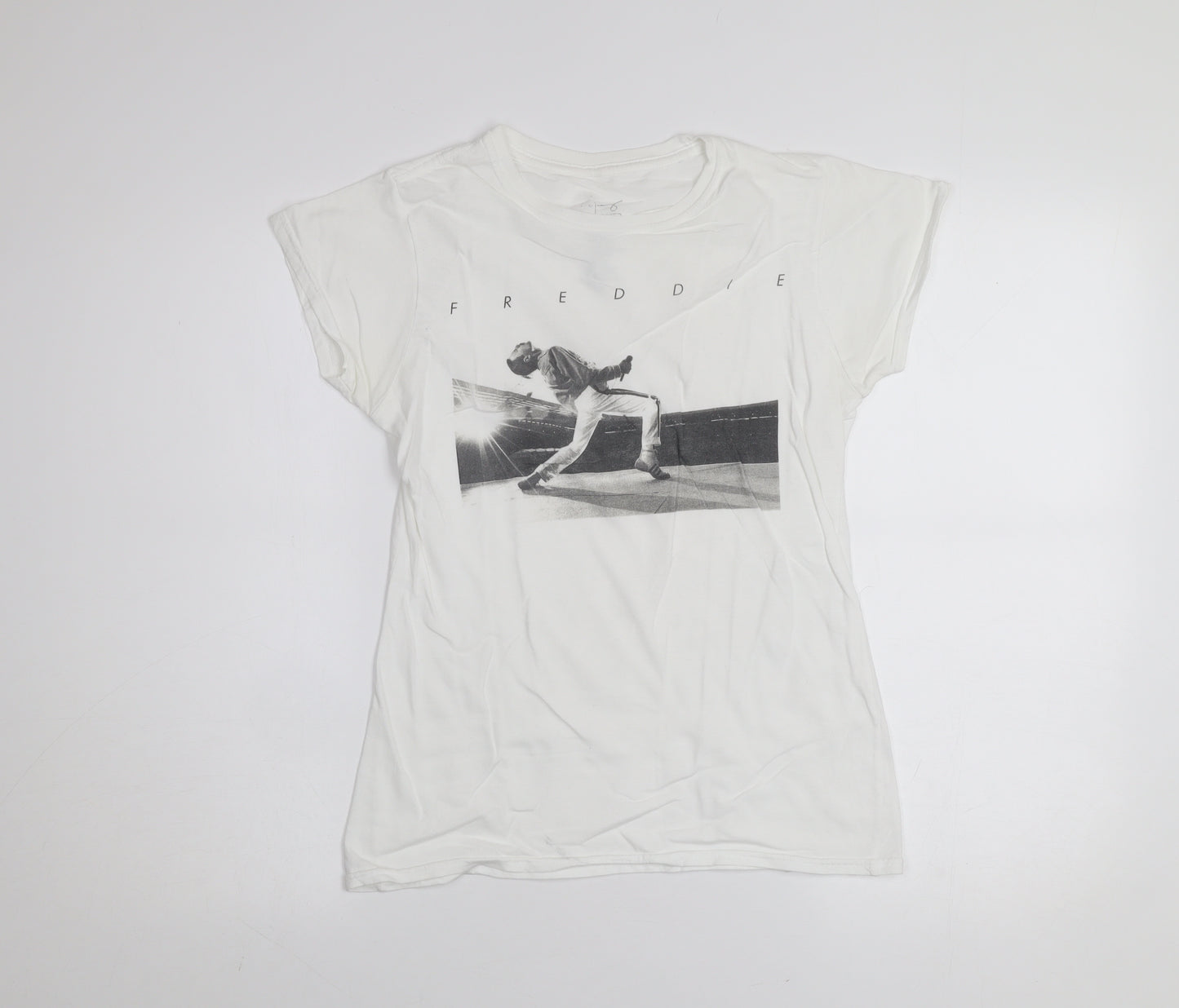 Primark Women’s White Freddie Music Graphic Cotton T-Shirt XS