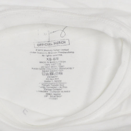 Primark Women’s White Freddie Music Graphic Cotton T-Shirt XS