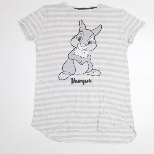 Disney Women's Grey Thumper Striped T-Shirt Nightshirt L