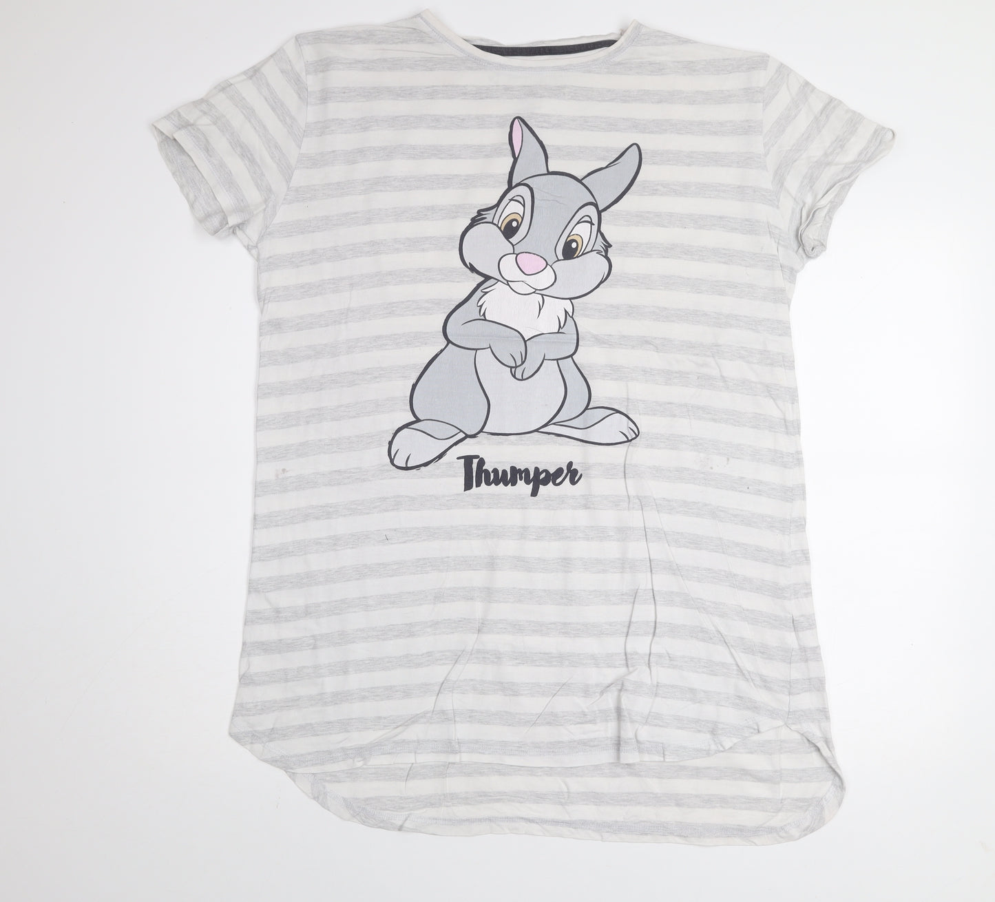 Disney Women's Grey Thumper Striped T-Shirt Nightshirt L