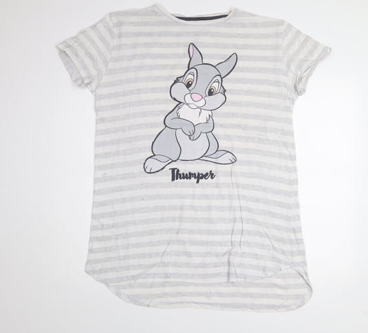Disney Women's Grey Thumper Striped T-Shirt Nightshirt L