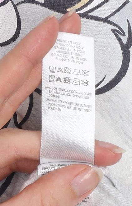 Disney Women's Grey Thumper Striped T-Shirt Nightshirt L