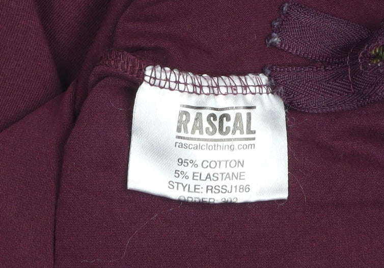 Rascal Boys Red XL Short Sleeve Cotton Zip Detail T-Shirt
