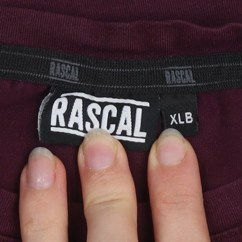 Rascal Boys Red XL Short Sleeve Cotton Zip Detail T-Shirt