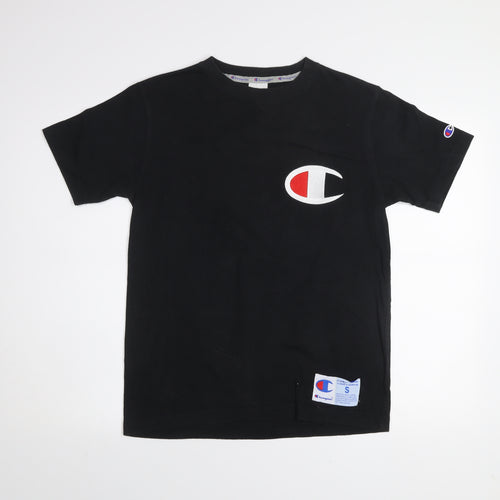 Champion Men's Black Small Crew Neck Short Sleeve Cotton T-Shirt