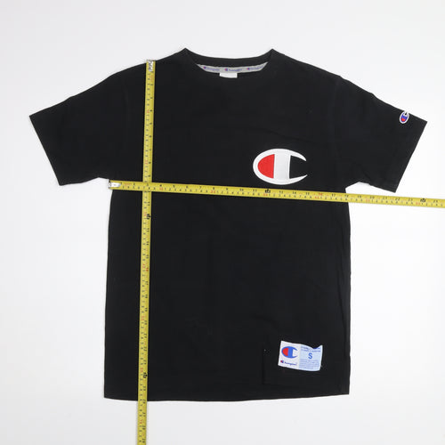 Champion Men's Black Small Crew Neck Short Sleeve Cotton T-Shirt