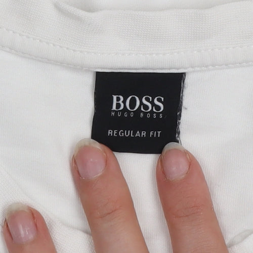 Hugo Boss Men's White Cotton Regular Fit Short Sleeve T-Shirt XL