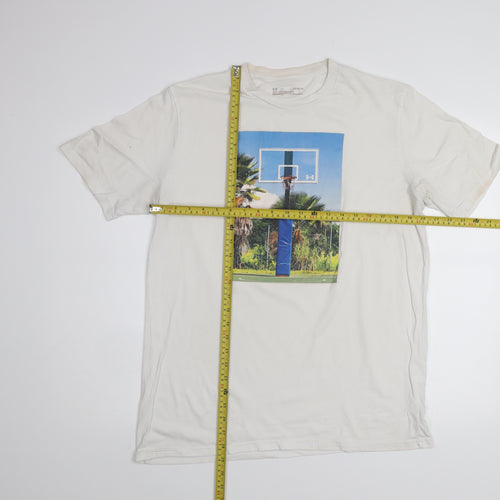 Under Armour Mens White Graphic Print Crew Neck Short Sleeve T-Shirt Size L