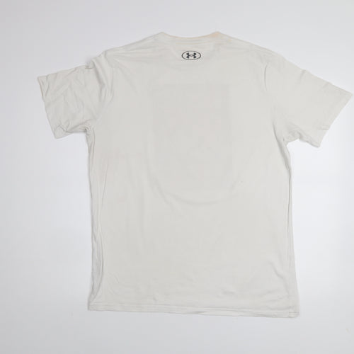 Under Armour Mens White Graphic Print Crew Neck Short Sleeve T-Shirt Size L