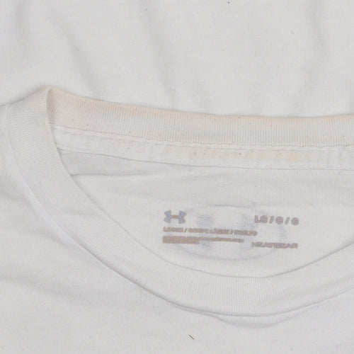 Under Armour Mens White Graphic Print Crew Neck Short Sleeve T-Shirt Size L